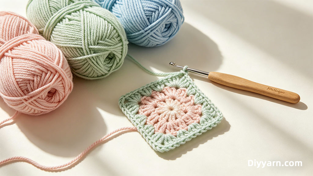 Best yarn for crochet beginners with crochet hook and soft yarn skeins