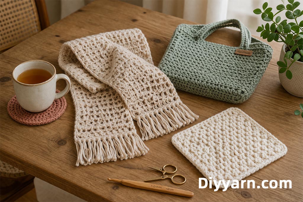Beginner friendly crochet yarn and starter kit for handmade projects